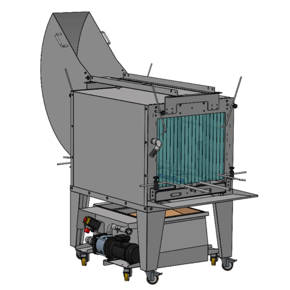 Washing tunnel for crates with adjustable speed loading and unloading system